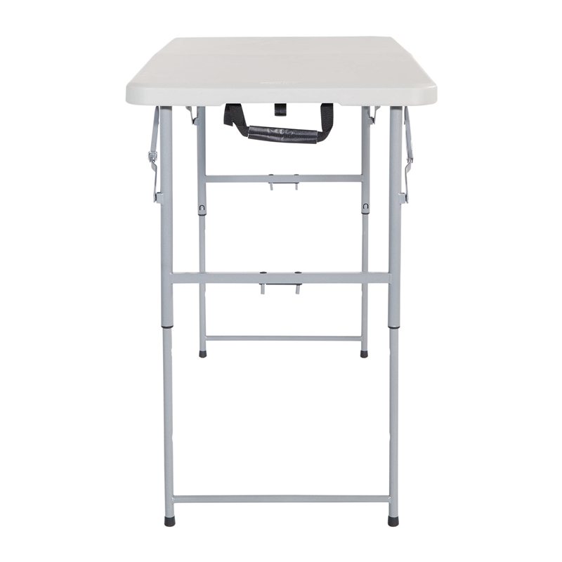4' Long- Height Adjustable Fold in Half Resin Multi Purpose Table in Light Gray