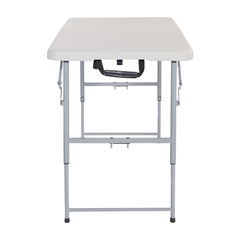 4' Long- Height Adjustable Fold in Half Resin Multi Purpose Table in Light Gray