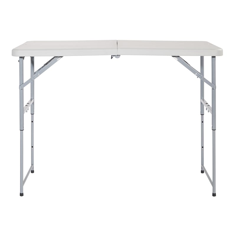 4' Long- Height Adjustable Fold in Half Resin Multi Purpose Table in Light Gray