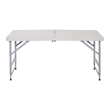 4' Long- Height Adjustable Fold in Half Resin Multi Purpose Table in Light Gray