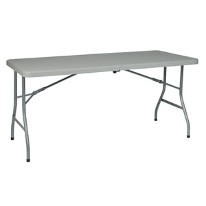 5 foot Light Gray Resin Multi Purpose Center Fold Table with Wheels