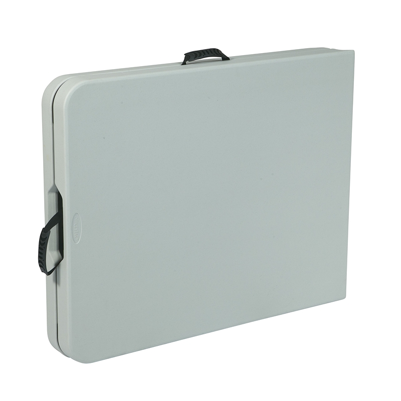 5 foot Light Gray Resin Multi Purpose Center Fold Table with Wheels