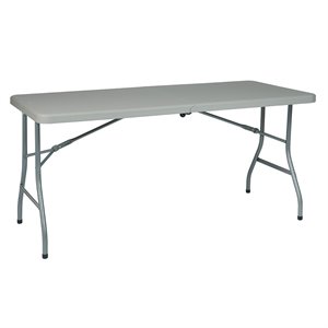 5 foot light gray resin multi purpose center fold table with wheels