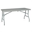 5 foot Light Gray Resin Multi Purpose Center Fold Table with Wheels