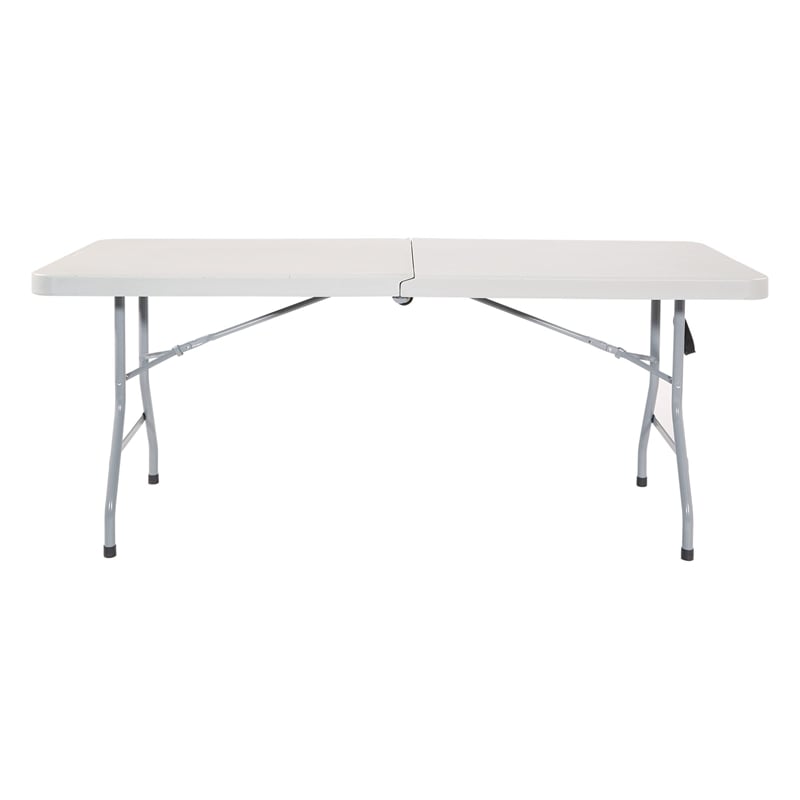 6 foot Resin Multi Purpose Center Light Gray Fold Table with Wheels