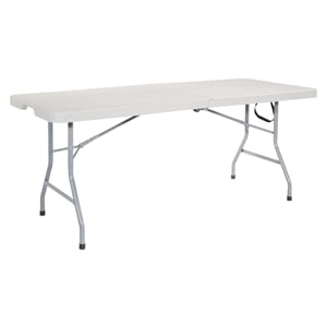 6 foot Resin Multi Purpose Center Light Gray Fold Table with Wheels