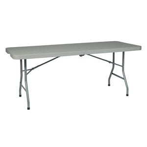 6 foot resin multi purpose center light gray fold table with wheels