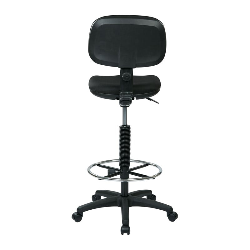 Sculptured Black Seat and Back Drafting Chair with Adjustable Foot Ring
