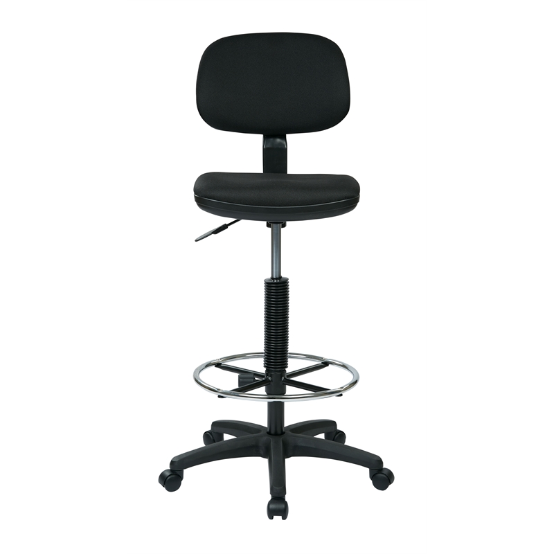 Sculptured Black Seat and Back Drafting Chair with Adjustable Foot Ring