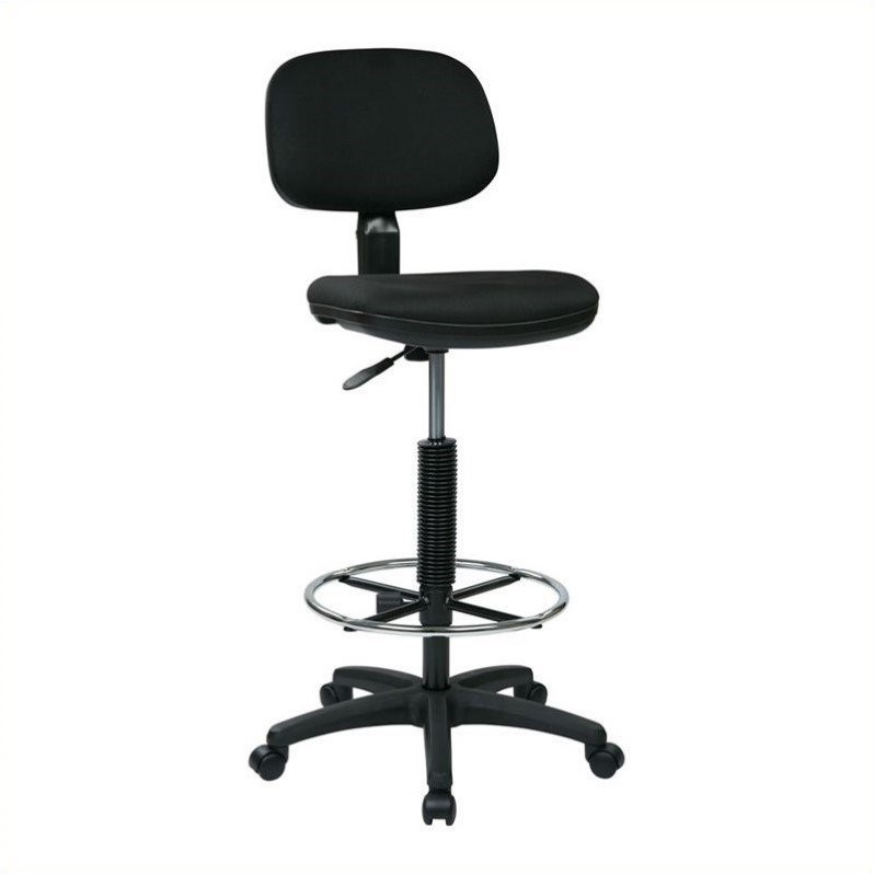 Sculptured Black Seat and Back Drafting Chair with Adjustable Foot Ring