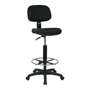 sculptured black seat and back drafting chair with adjustable foot ring