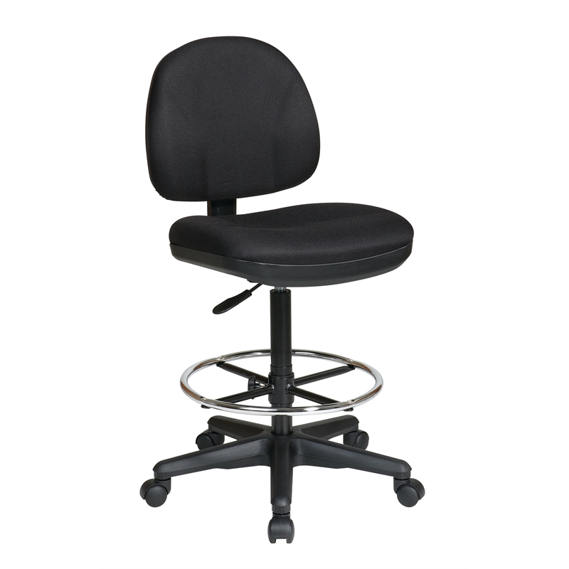 Drafting Chair with Stool Kit in Black Fabric with Foot Ring