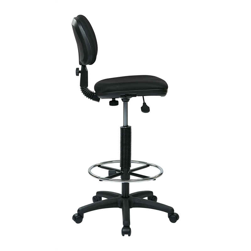 Drafting Chair with Stool Kit in Black Fabric with Foot Ring