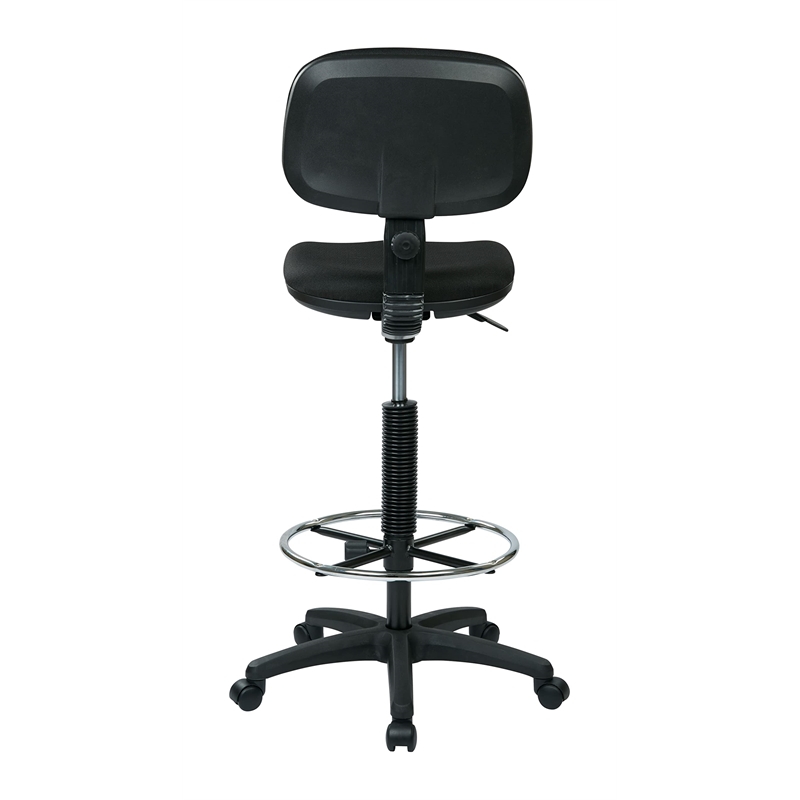 Drafting Chair with Stool Kit in Black Fabric with Foot Ring