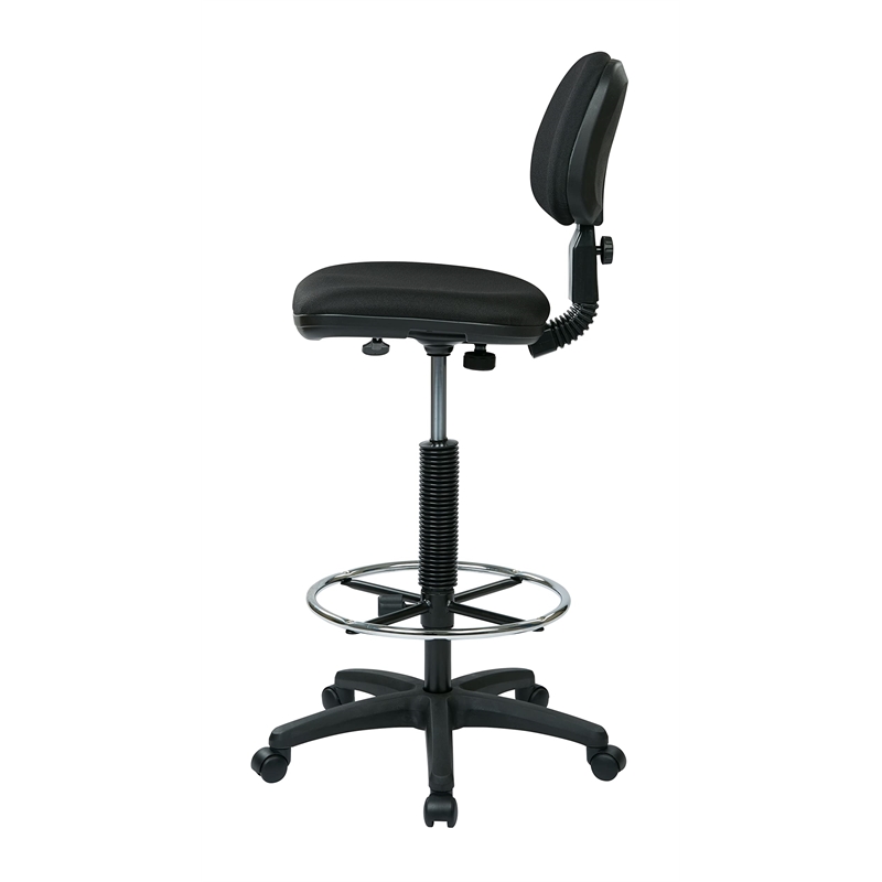 Drafting Chair with Stool Kit in Black Fabric with Foot Ring