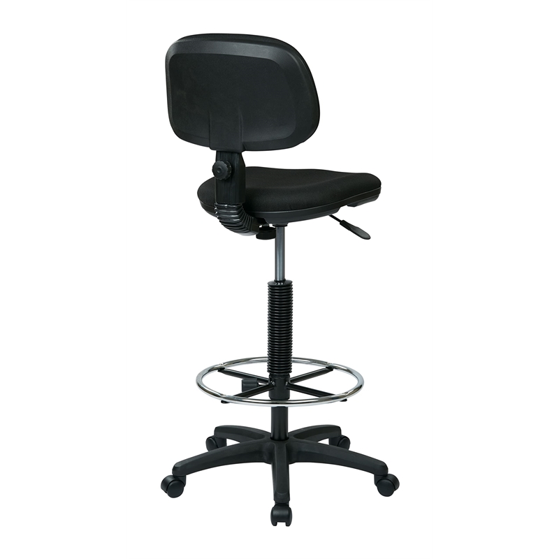 Drafting Chair with Stool Kit in Black Fabric with Foot Ring