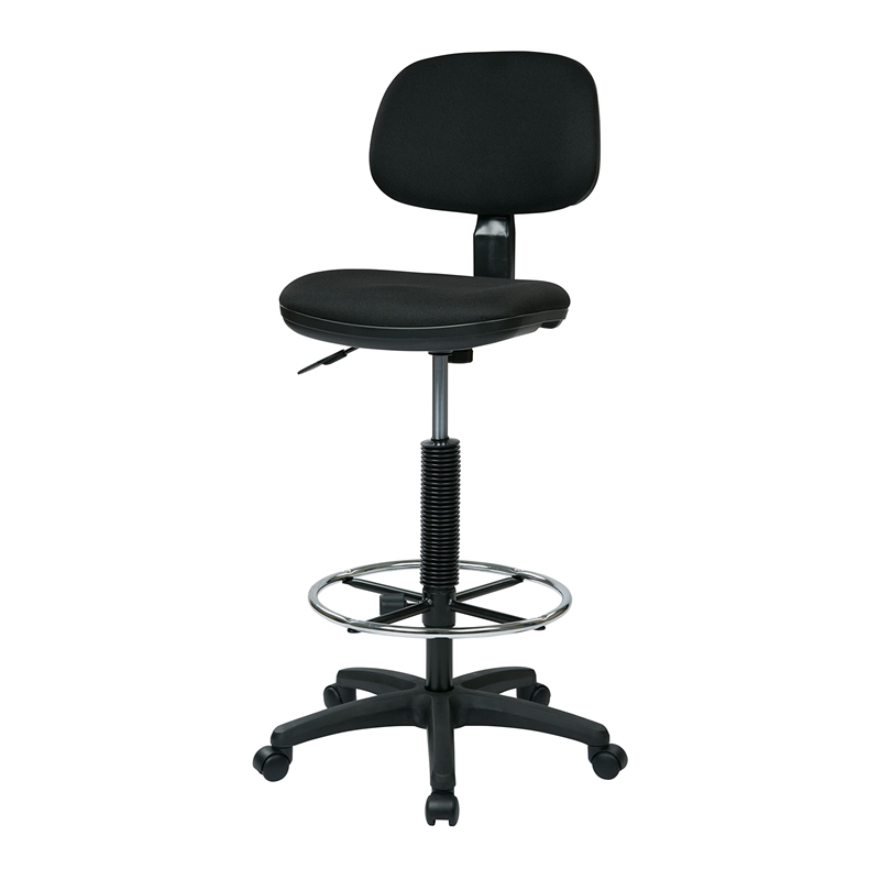 Drafting Chair with Stool Kit in Black Fabric with Foot Ring