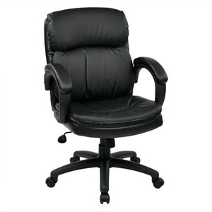 Mid Back Eco Leather Executive Office Chair in Black
