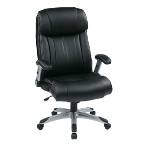 bonded leather office chair in silver and black