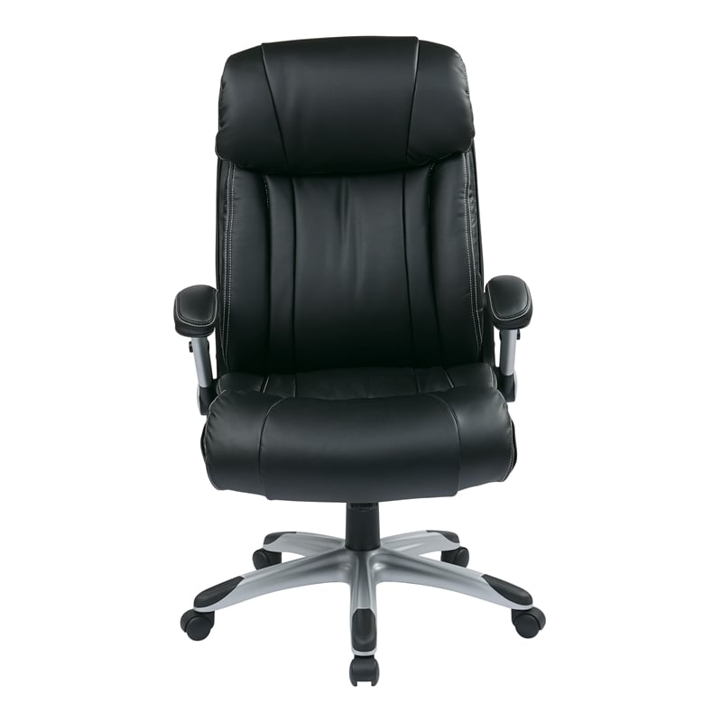 Bonded Leather Office Chair in Silver and Black