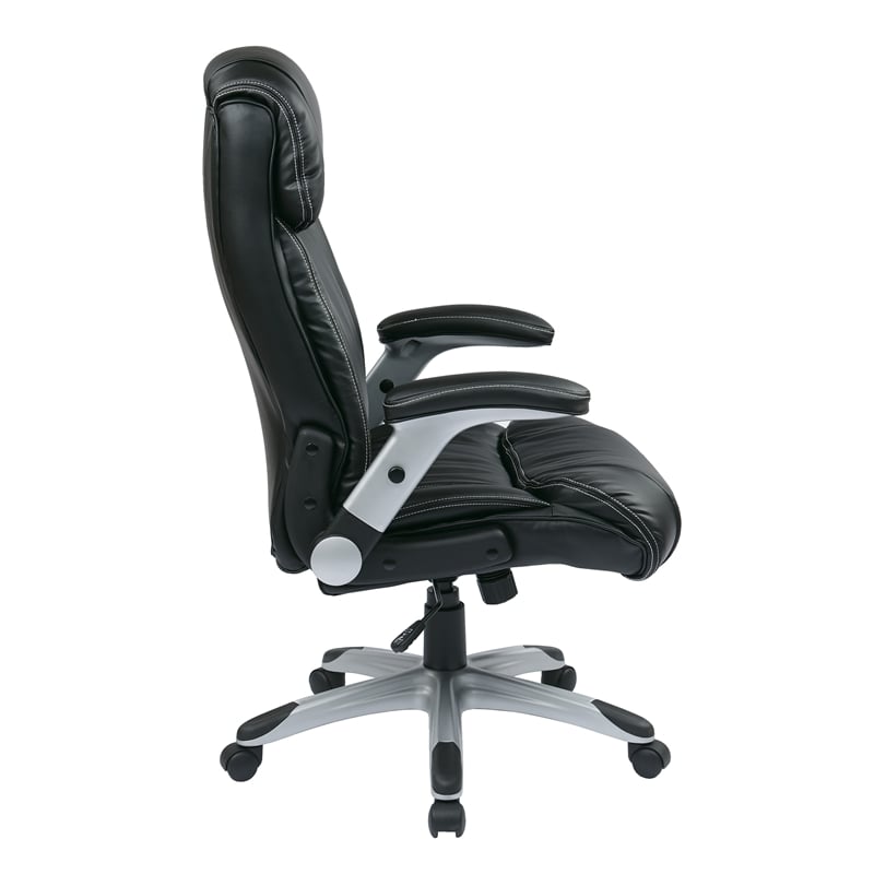 Bonded Leather Office Chair in Silver and Black