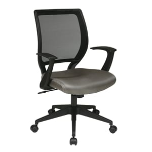 Screen Back Task Office Chair with T Arms in Gray Fabric Seat