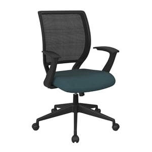 Screen Back Task Office Chair with T Arms in Gray Fabric Seat