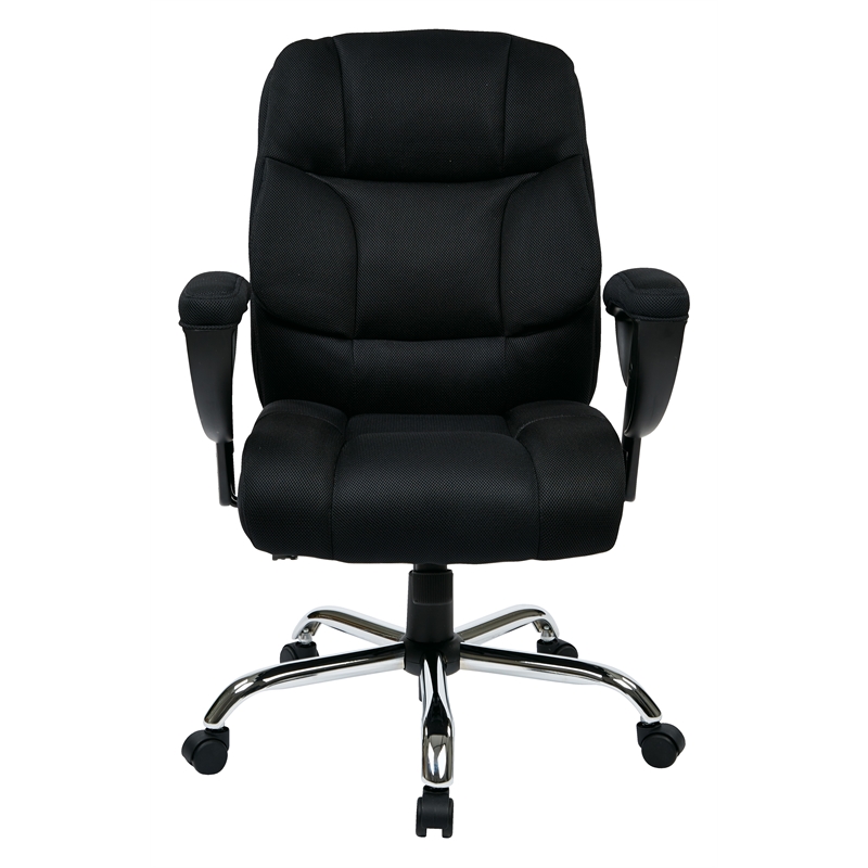 Executive Big Man Office Chair in Black Mesh Fabric