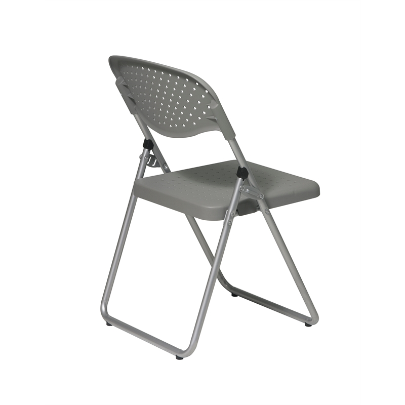 Office Star Set of 4 Plastic Folding Chair in Gray