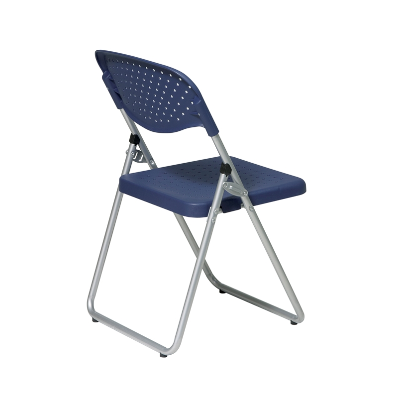 Set of 4 Plastic Folding Chair in Blue by Office Star
