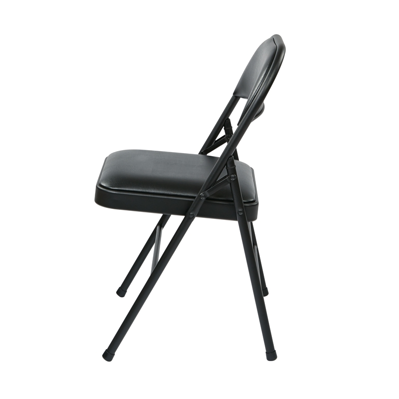 Set of 4 Folding Chair with Vinyl Seat in Black
