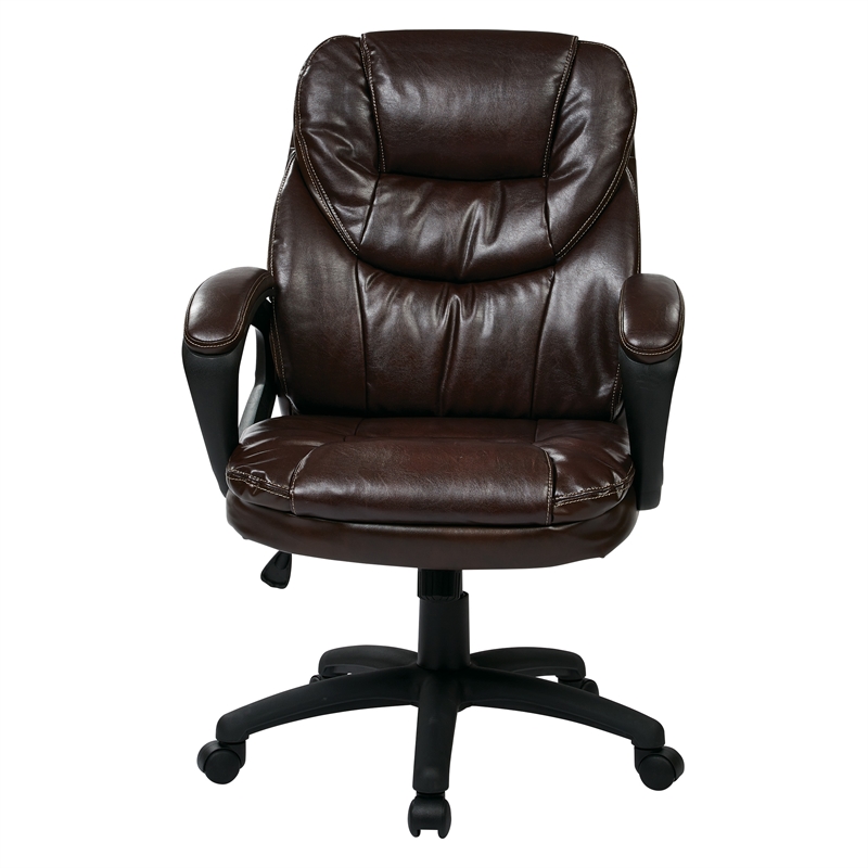 Faux Leather Chocolate Brown Managers Chair with Padded Arms