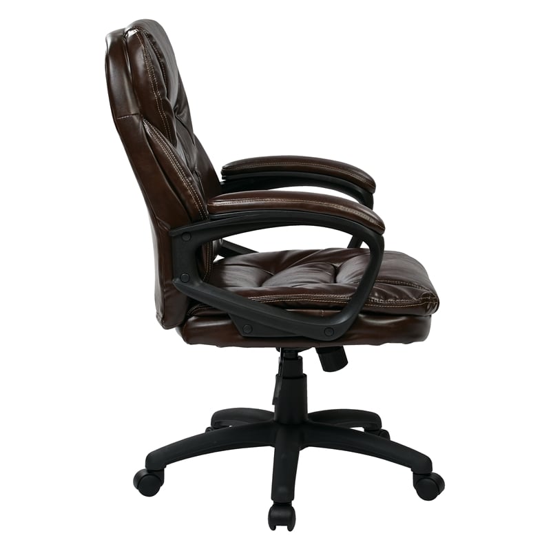 Faux Leather Chocolate Brown Managers Chair with Padded Arms