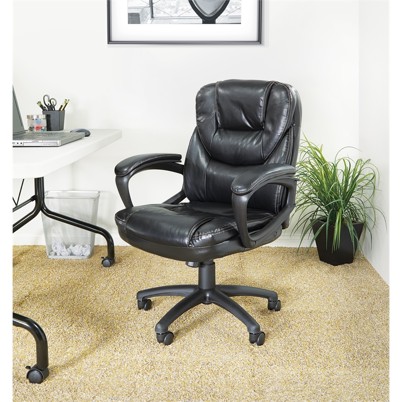 Black Faux Leather Managers Chair by Office Star