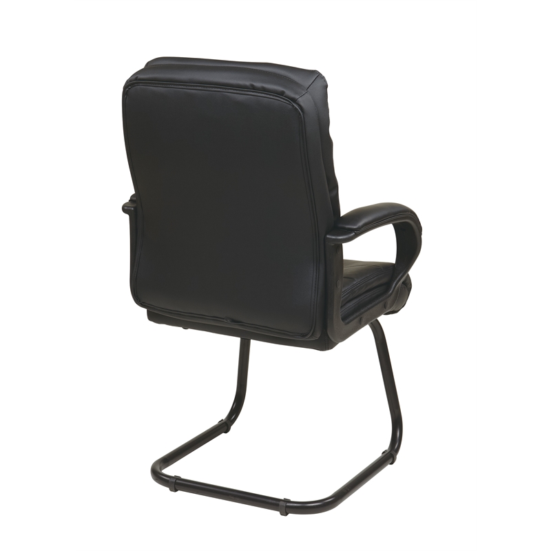 Visitors Chair in Black Faux Leather by Office Star