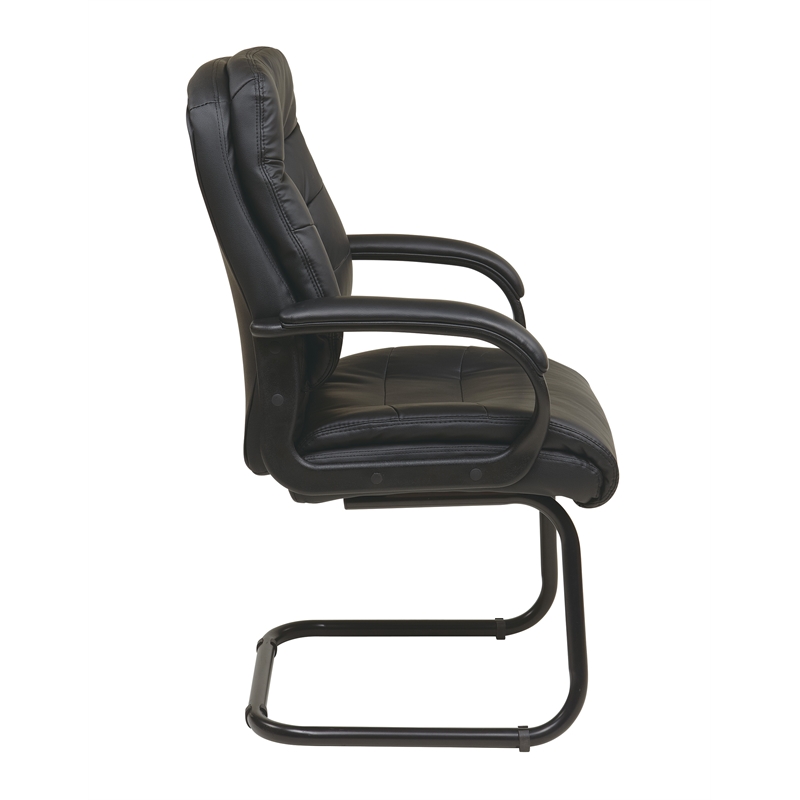 Visitors Chair in Black Faux Leather by Office Star