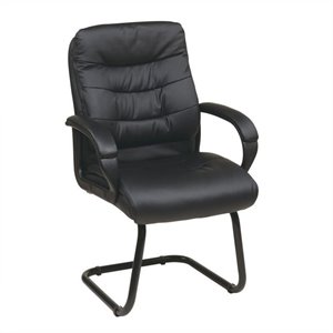 visitors chair in black faux leather by office star