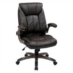 faux leather mid back managers office chair in cocoa brown