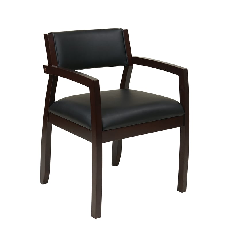 Napa Espresso Guest Chair With Black Bonded Leather