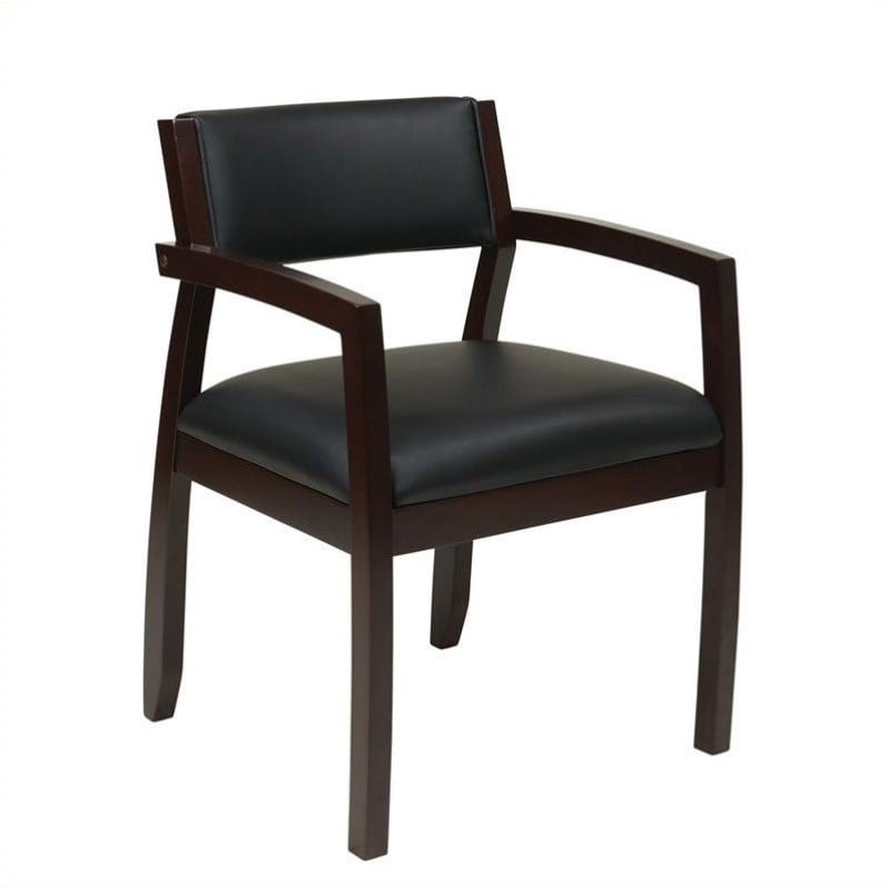 Napa Espresso Guest Chair With Black Bonded Leather