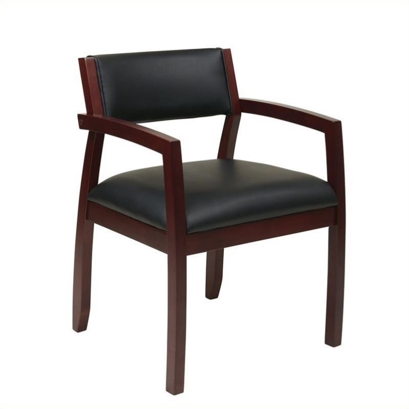 OSP Home Furnishings Napa Mahogany Brown Guest Chair with Black Bonded Leather