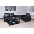Black Bonded Leather Club Chair With Espresso Finish Legs