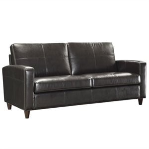 espresso bonded leather sofa with espresso finish legs