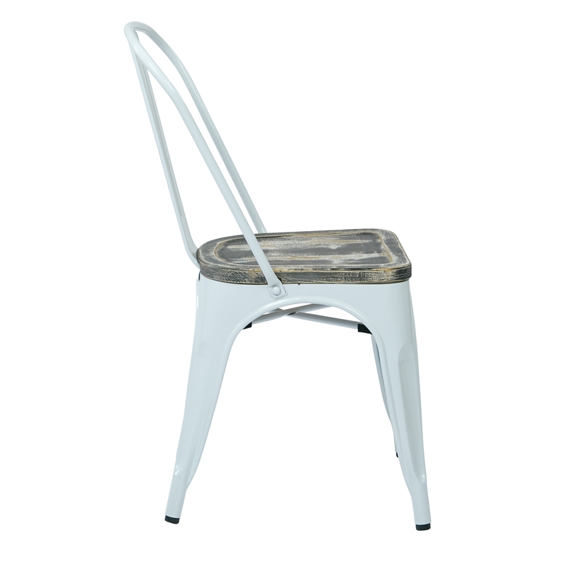 Bristow Metal Dining Chair in White and Ash Seat (Set of 4 ...