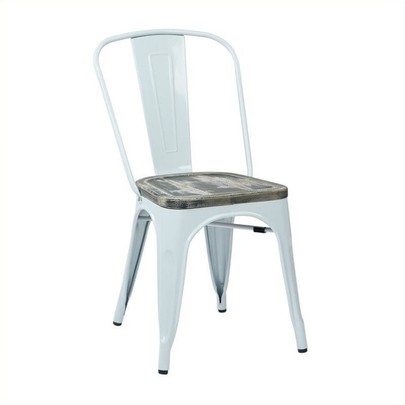 Office Star Bristow Vintage Metal Dining Chair In White And Ash