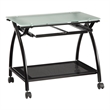 Newport Mobile File with Black Powder Coated Steel Frame with Glass Top