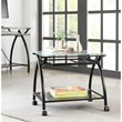 Newport Mobile File with Black Powder Coated Steel Frame with Glass Top