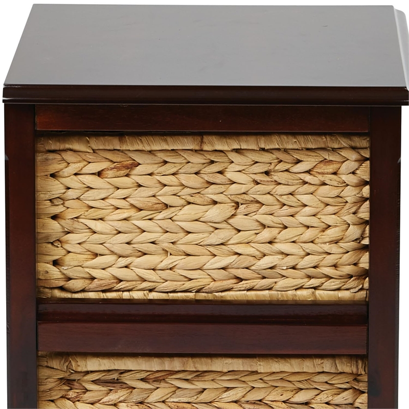 Seabrook Three-Tier Storage Unit With Espresso Finish and Natural Baskets