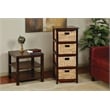 Seabrook Four-Tier Storage Unit With Espresso Solid Wood and Natural Baskets