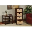 Seabrook Four-Tier Storage Unit With Espresso Solid Wood and Natural Baskets